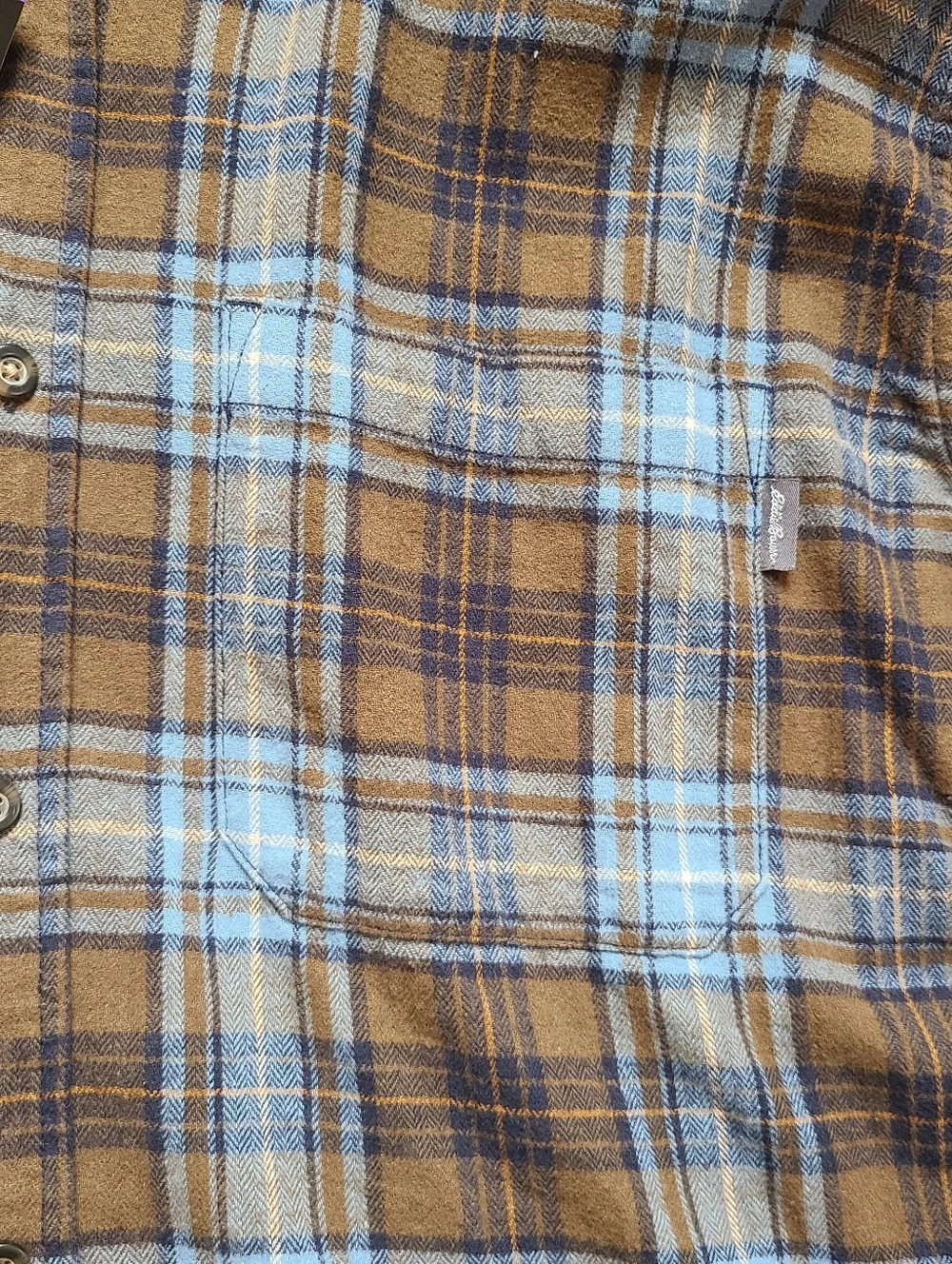 Eddie Bauer Plaid Button-Down Shirt Flannel- Light Blue & Brown Sz XXL - Picture 4 of 6